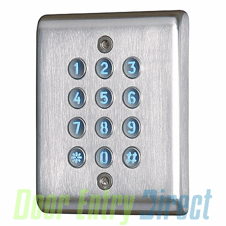 KCIN Programmable 100 code keypad, surface, s steel, remote elec.