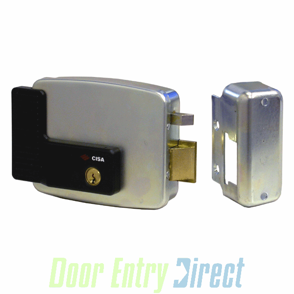 11921603 Cisa 60mm RH open out electric gate lock, keyed   12v ac FL