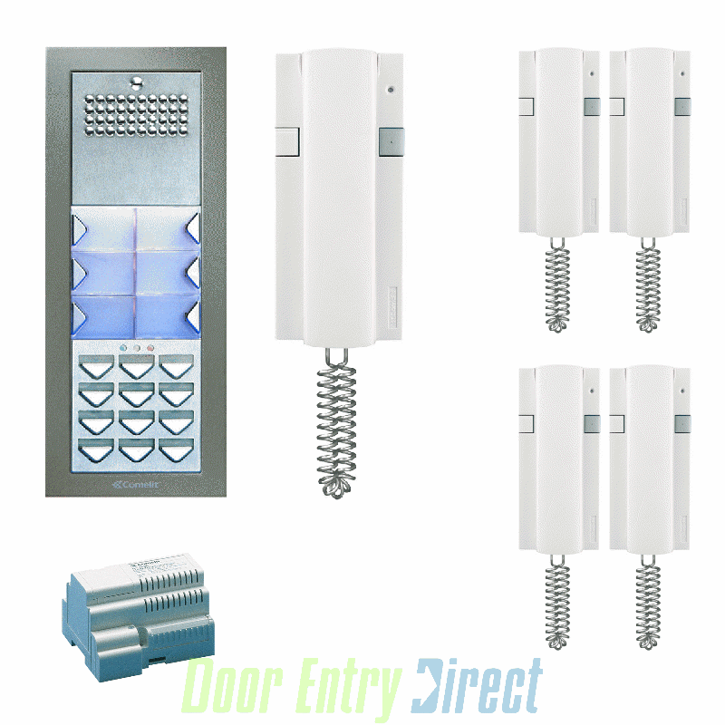 8245S Comelit   5 user surface kit with Powercom entrance panel