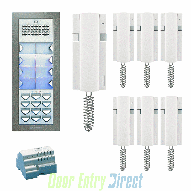 8247S Comelit   7 user surface kit with Powercom entrance panel