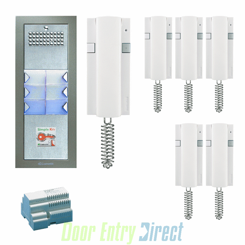 KCPTFAP06 Comelit   Powercom 06 way, 4+n audio + prox kit, flush panel