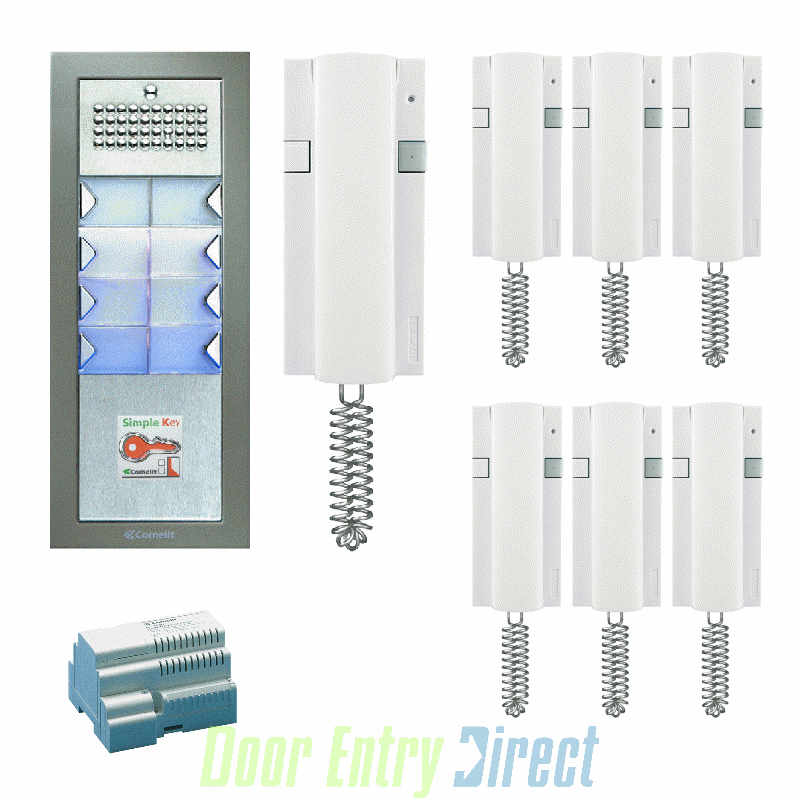 KCPTFAP07 Comelit   Powercom 07 way, 4+n audio + prox kit, flush panel