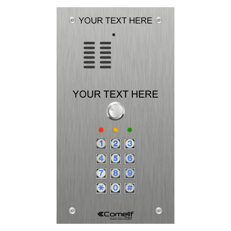 VK4101/05 Comelit 1 button, VR s.steel engravable iKall audio + keypad