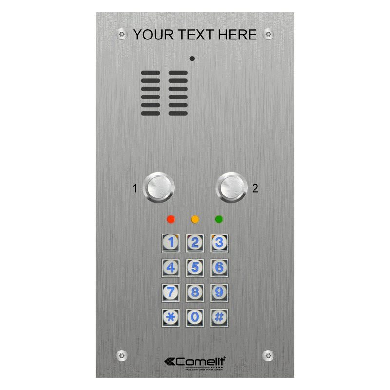 VK4102/05 Comelit 2 button, VR s.steel engravable iKall audio + keypad