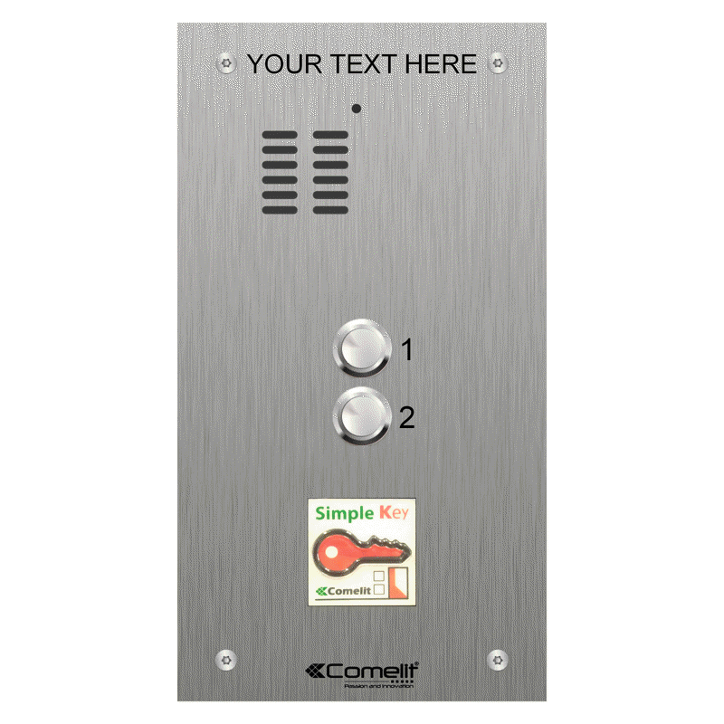 VK4102/08 Comelit 2 button, VR s.steel engravable iKall audio + prox.