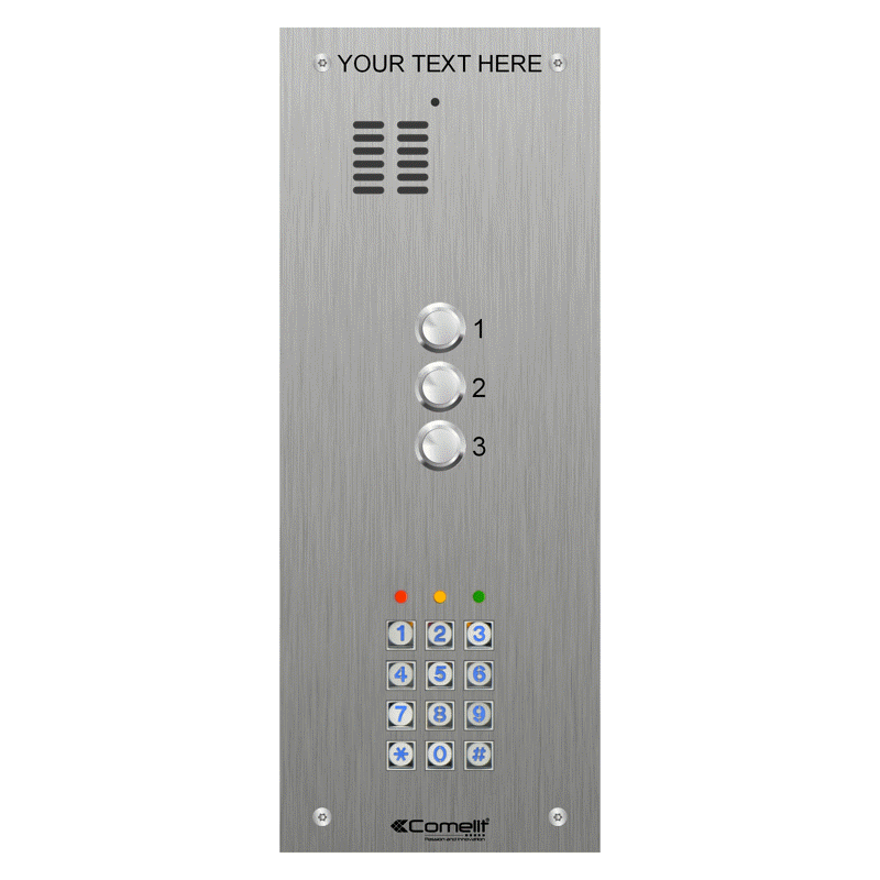 VK4103/05 Comelit 3 button, VR s.steel engravable iKall audio + keypad