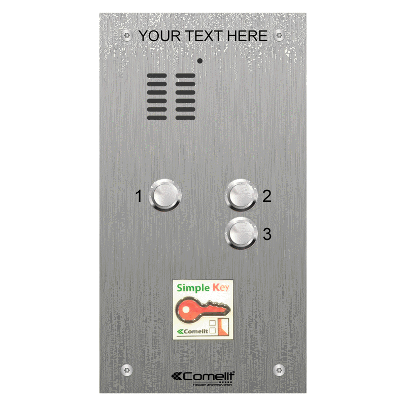 VK4103/08 Comelit 3 button, VR s.steel engravable iKall audio + prox.