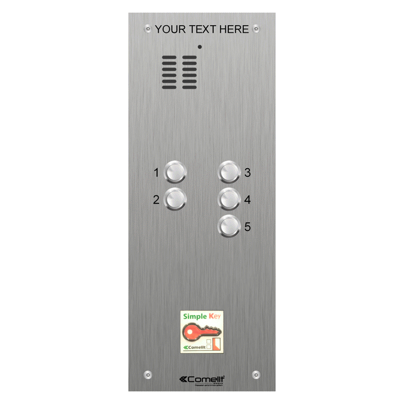 VK4105/08 Comelit 5 button, VR s.steel engravable iKall audio + prox.
