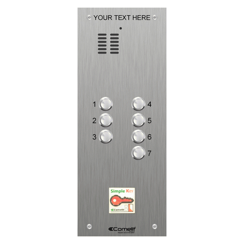 VK4107/08 Comelit 7 button, VR s.steel engravable iKall audio + prox.