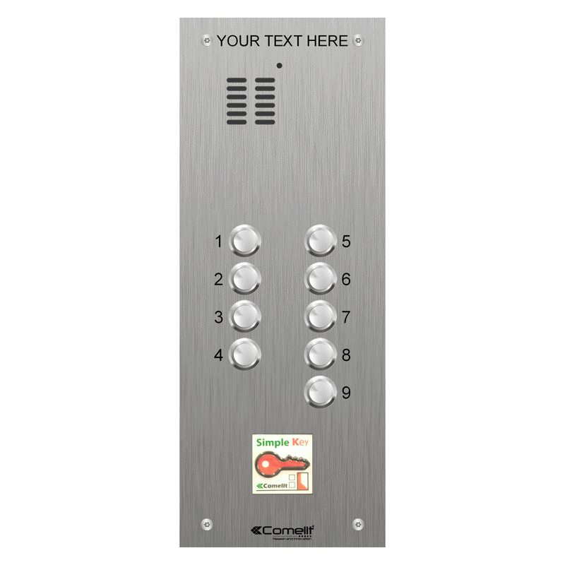 VK4109/08 Comelit 9 button, VR s.steel engravable iKall audio + prox.