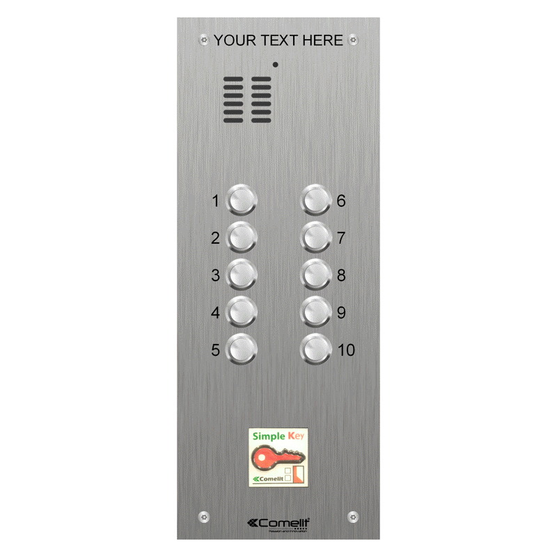 VK4110/08 Comelit 10 button, VR s.steel engravable iKall audio + prox.