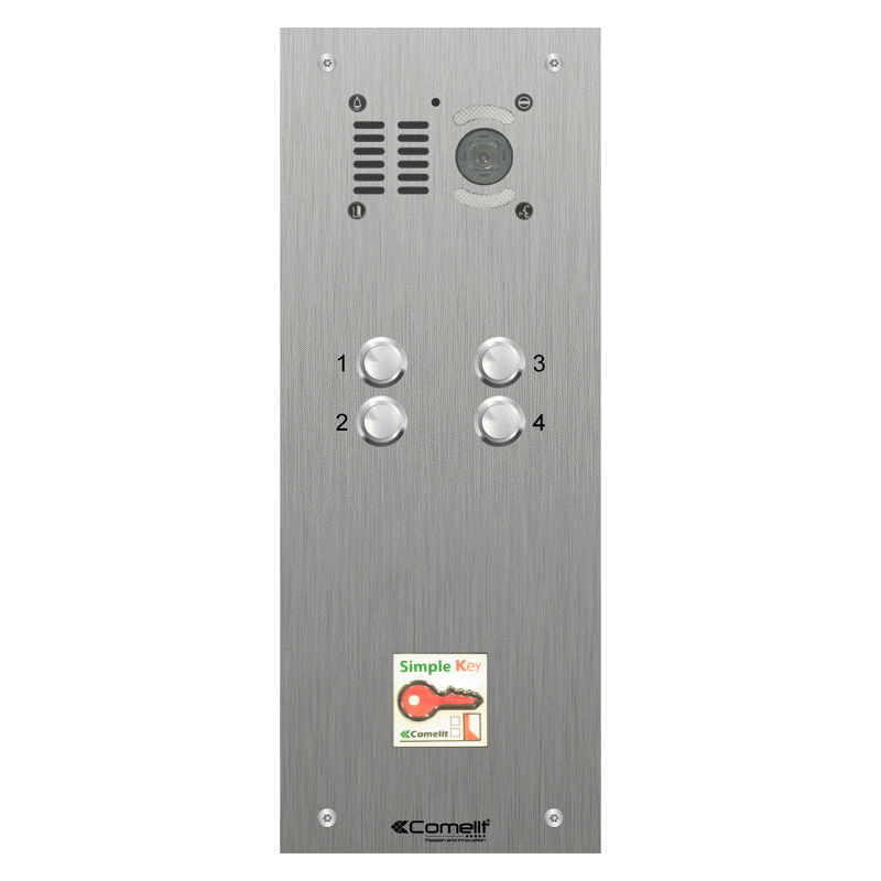VK4504/08 Comelit 4 button, VR s.steel engravable iKall video + prox.