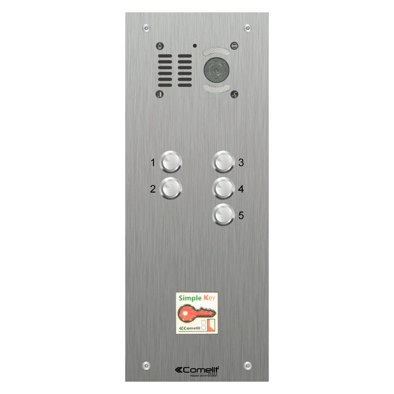 VK4505/08 Comelit 5 button, VR s.steel engravable iKall video + prox.