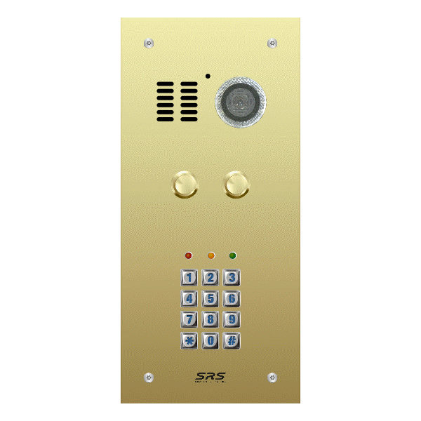 ES02V/B/F/05 Comelit 02 button, brass, video + keypad panel, flush