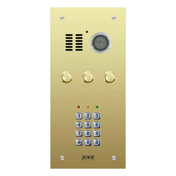 ES03V/B/F/05 Comelit 03 button, brass, video + keypad panel, flush