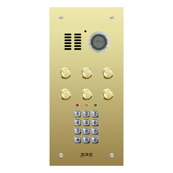 ES06V/B/F/05 Comelit 06 button, brass, video + keypad panel, flush