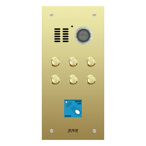 ES06V/B/F/08 Comelit 06 button, brass, video + prox panel, flush