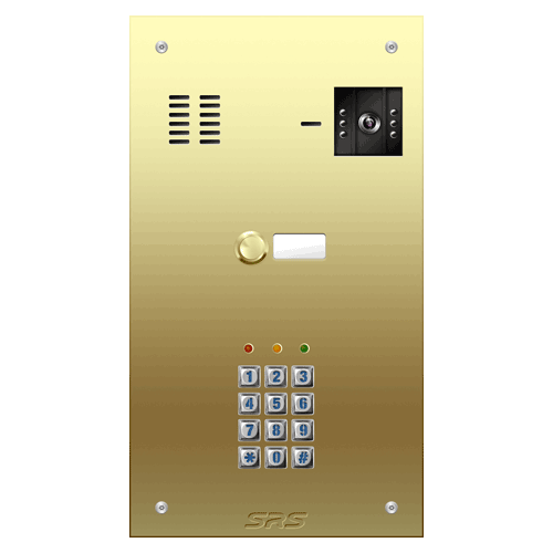 6801/05 01 button Brass video panel, keypad, name win. size D