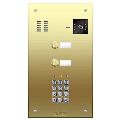 6802/05 02 button Brass video panel, keypad, name win. size D
