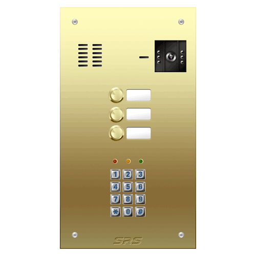 6803/05 03 button Brass video panel, keypad, name win. size D