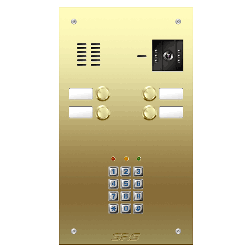 6804/05 04 button Brass video panel, keypad, name win. size D
