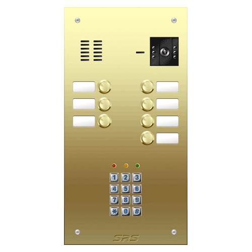 6807/05 07 button Brass video panel, keypad, name win. size D1