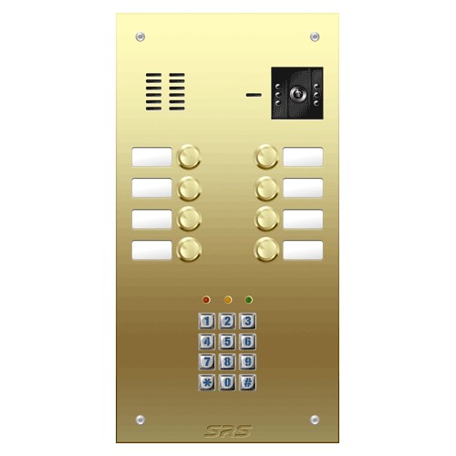 6808/05 08 button Brass video panel, keypad, name win. size D1