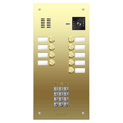 6809/05 09 button Brass video panel, keypad, name win. size D2