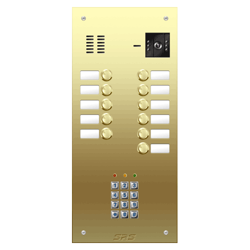 6811/05 11 button Brass video panel, keypad, name win. size D3