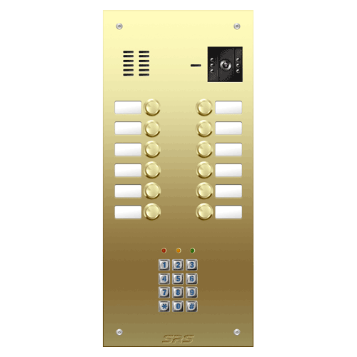 6812/05 12 button Brass video panel, keypad, name win. size D3