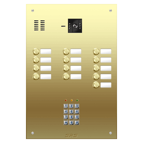 6813/05 13 button Brass video panel, keypad, name win. size D4