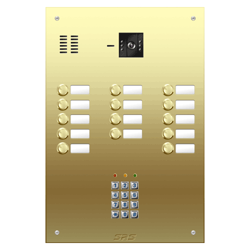 6814/05 14 button Brass video panel, keypad, name win. size D4