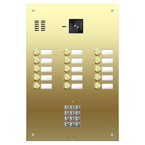 6815/05 15 button Brass video panel, keypad, name win. size D4