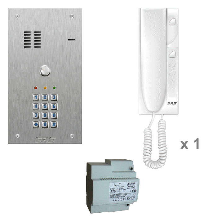 K4101/05S 01 way audio entry kit c/w s. steel VR engravable + keypad p