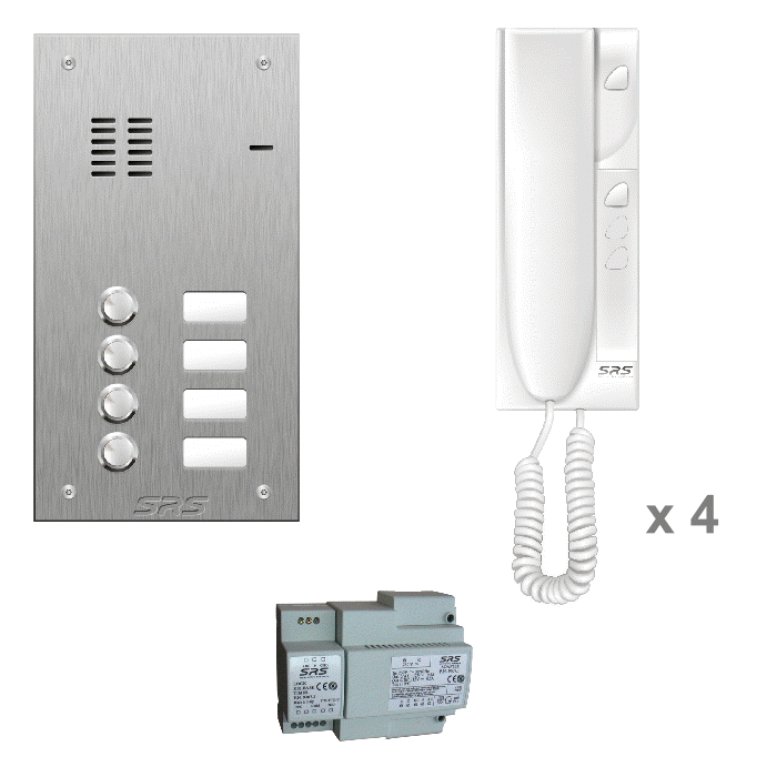 K4204 04 way audio entry kit c/w s. steel VR name window panel flu