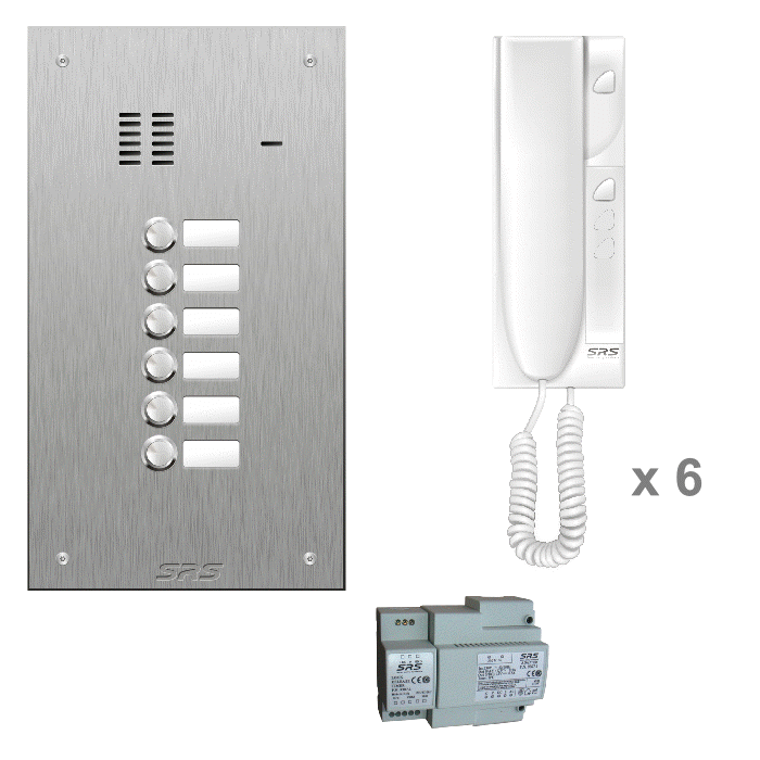 K4406S 06 way audio entry kit c/w s. steel VR name window panel sur
