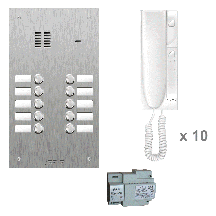 K4410S 10 way audio entry kit c/w s. steel VR name window panel sur