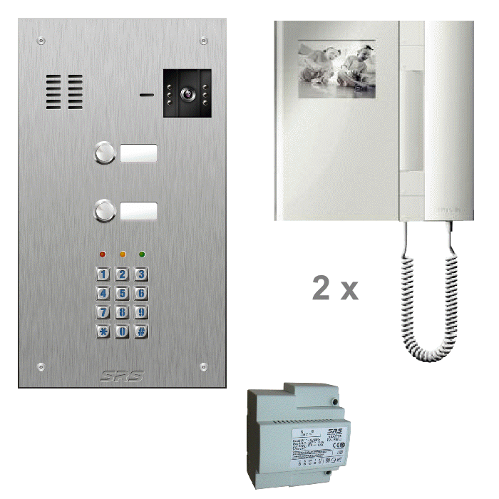 K4802/05 02 monitor kit - s/steel panel, keypad & T-line monitors