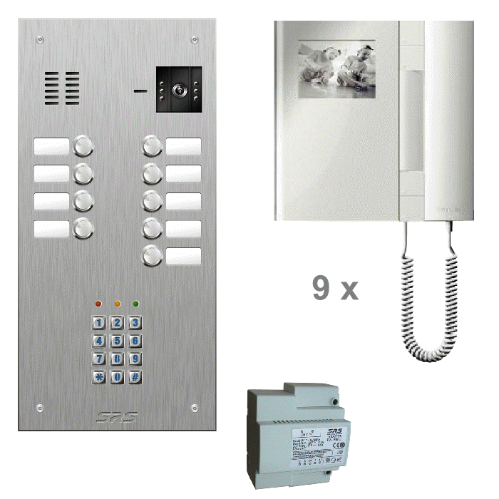 K4809/05 09 monitor kit - s/steel panel, keypad & T-line monitors