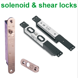 Solenoid bolts and shear magnetic locks